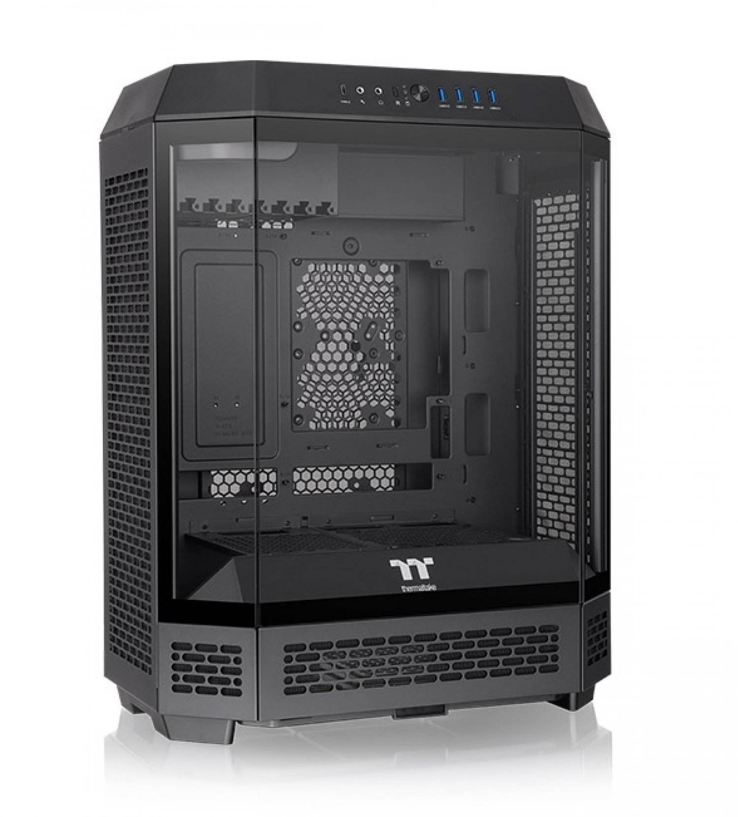 GABINETE THERMALTAKE TT THE TOWER 600 TEMPERED GLASS BLACK 3X TG, 2X FANS BLACK