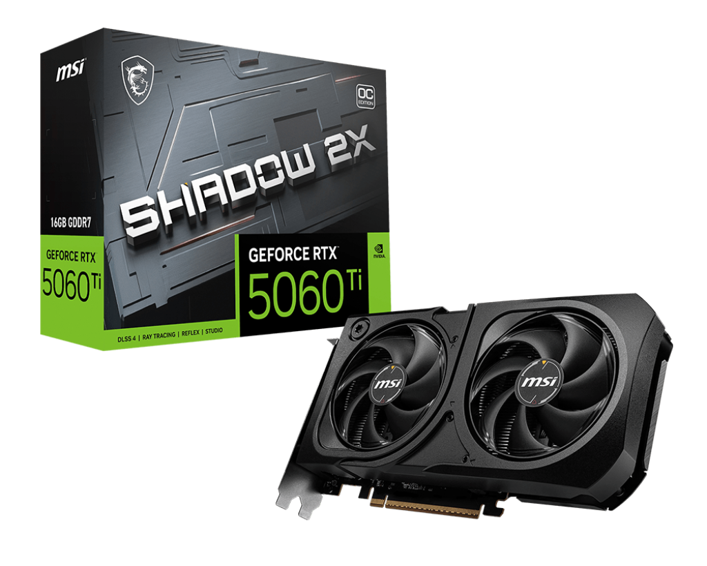MSI RTX 5060 TI SHADOW 2X OC 16GB GDDR7 PLUS GEFORCE NVIDIA PLACA DE VIDEO