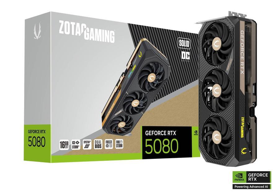 ZOTAC RTX 5080 SOLID OC 16GB GDDR7 GEFORCE NVIDIA PLACA DE VIDEO