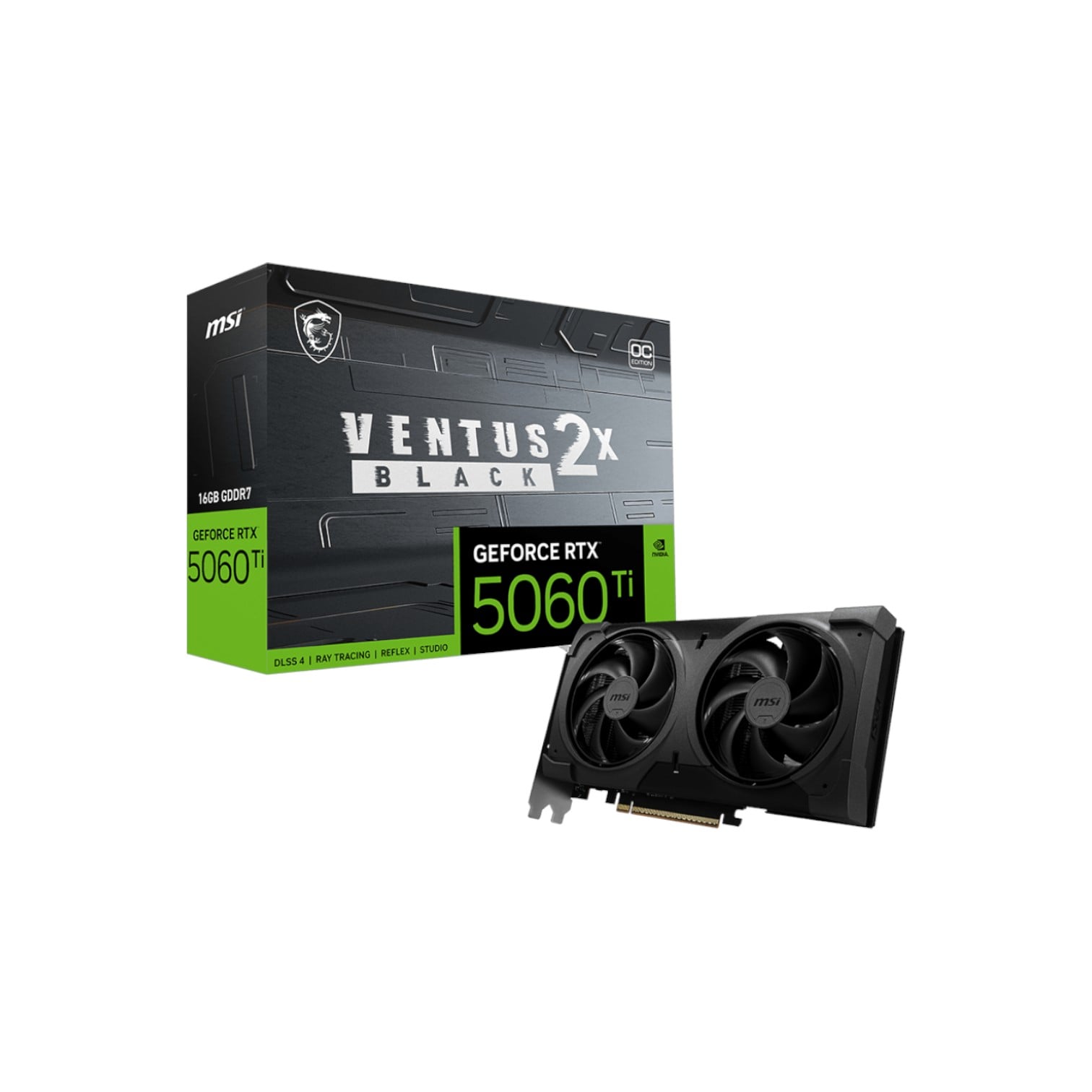 MSI RTX 5060 TI VENTUS 2X OC 16GB GDDR7 BLACK PLUS GEFORCE NVIDIA PLACA DE VIDEO